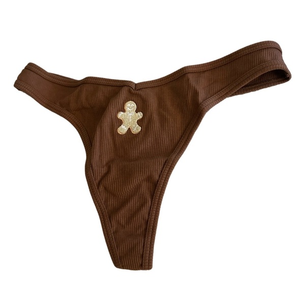 NWT Victoria’s Secrets Pink Adorable Gingerbread Man V Cut Thong - Picture 6 of 7